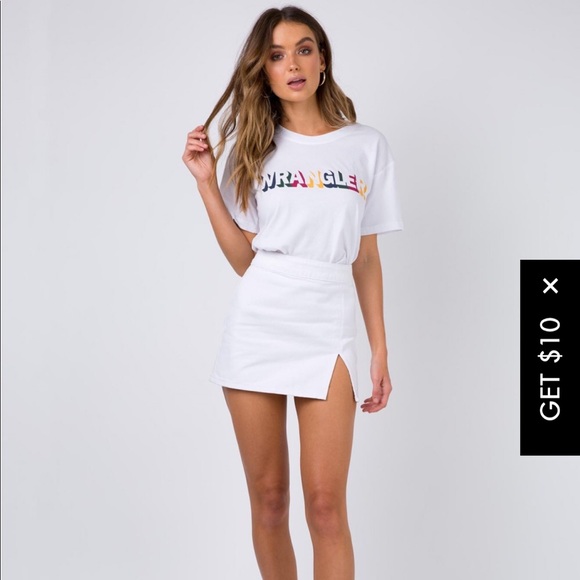 white mini dress with slit